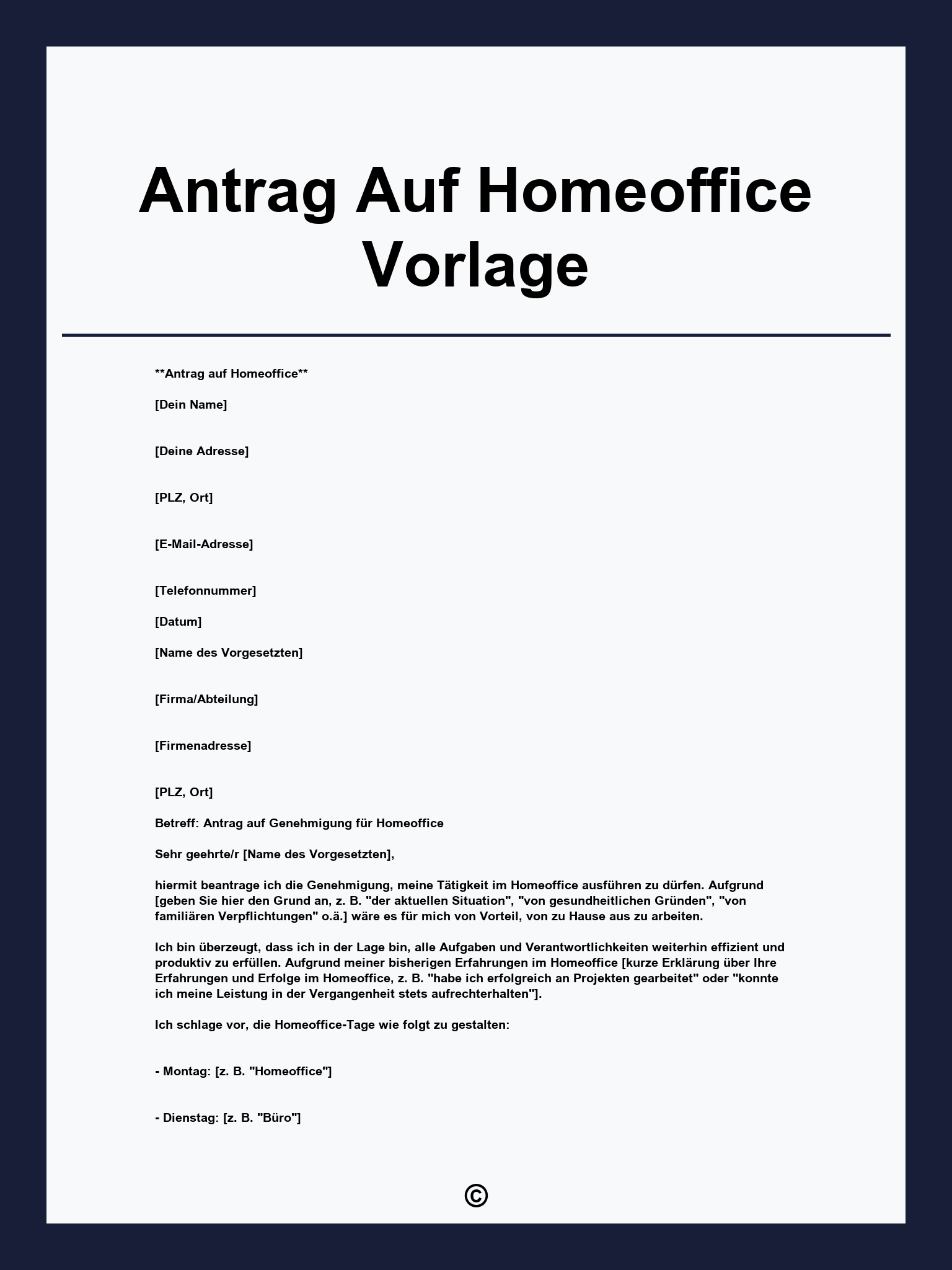 Antrag Auf Homeoffice Vorlage