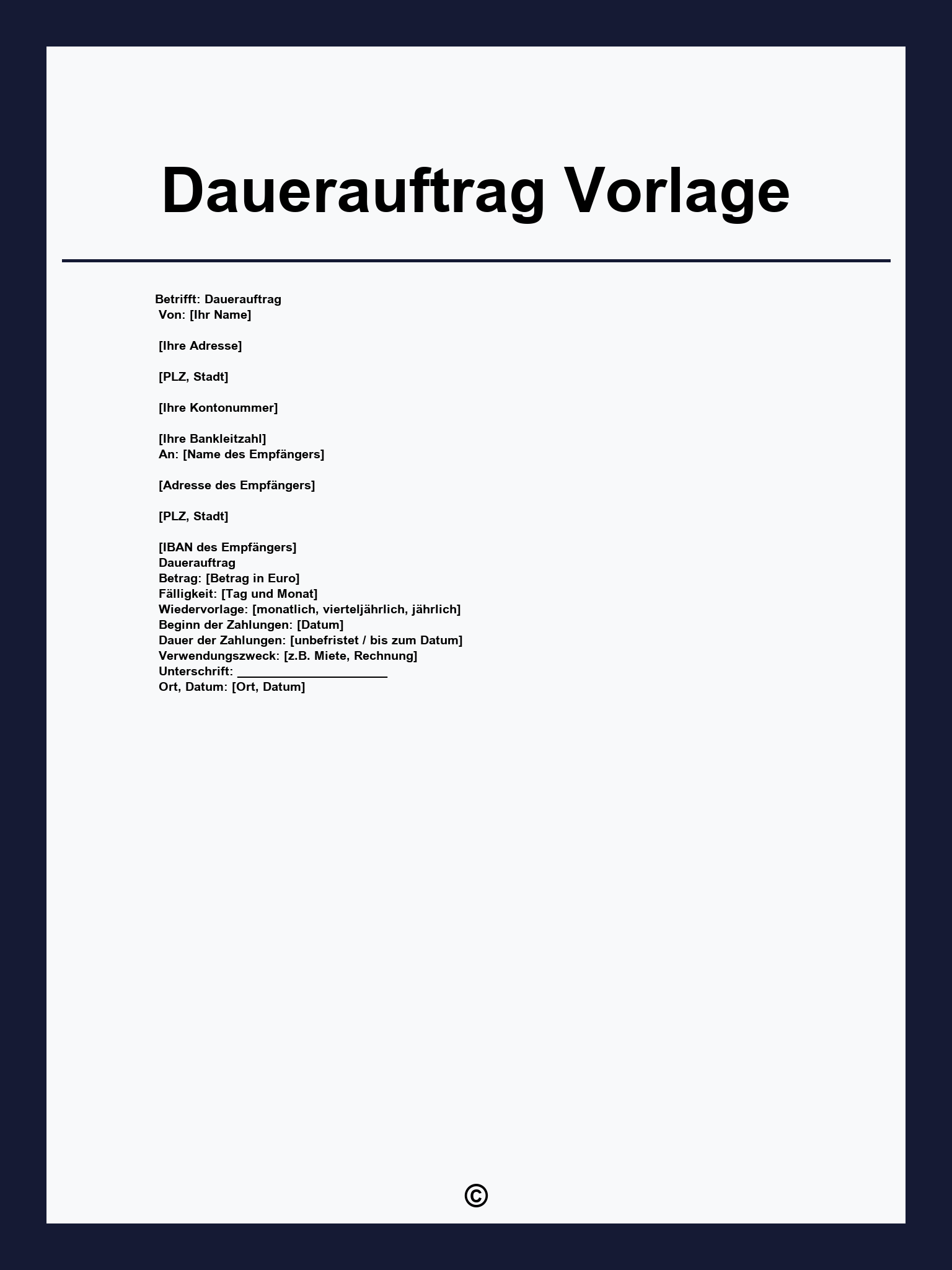 Dauerauftrag Vorlage