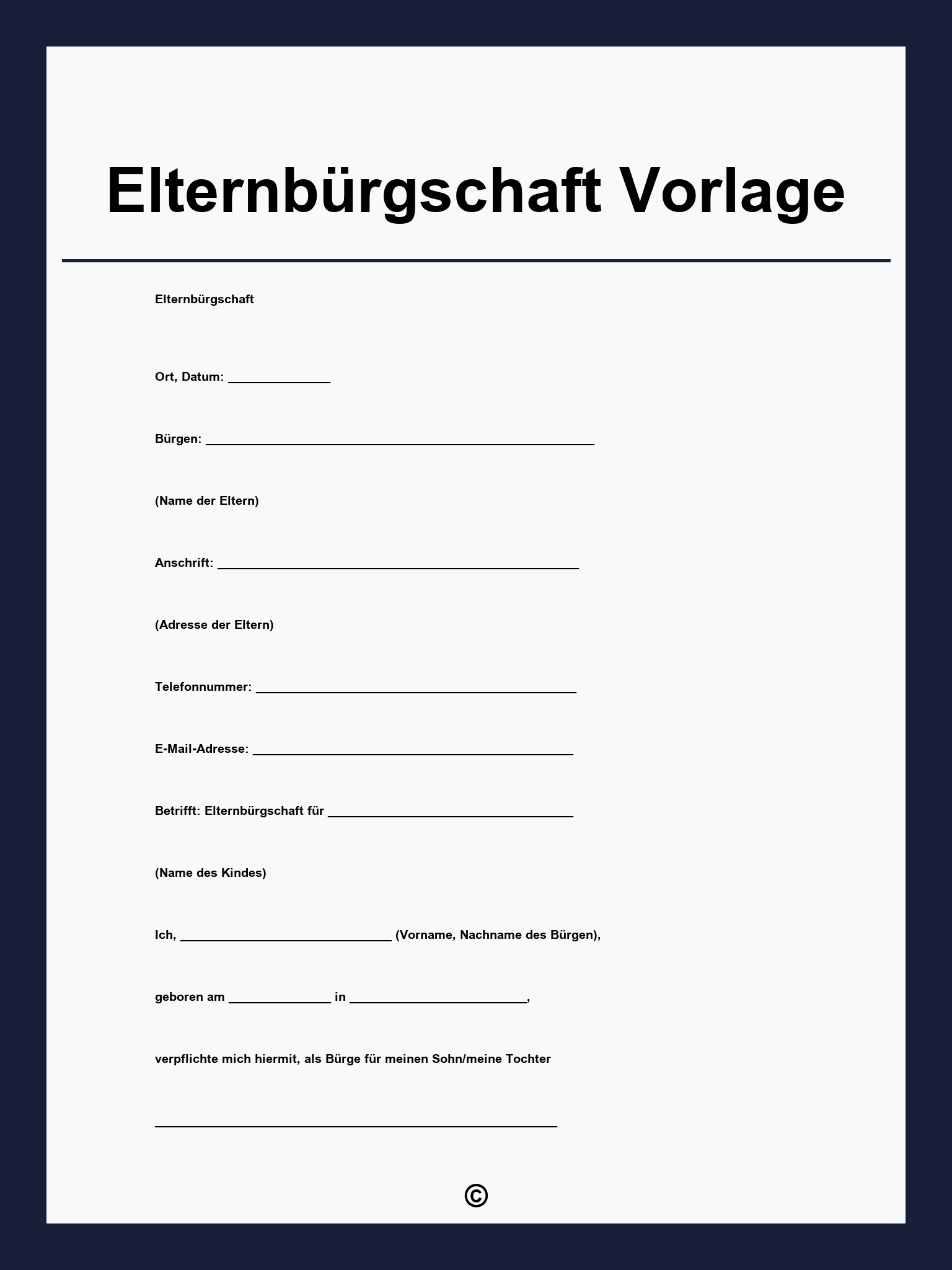 Elternbürgschaft Vorlage