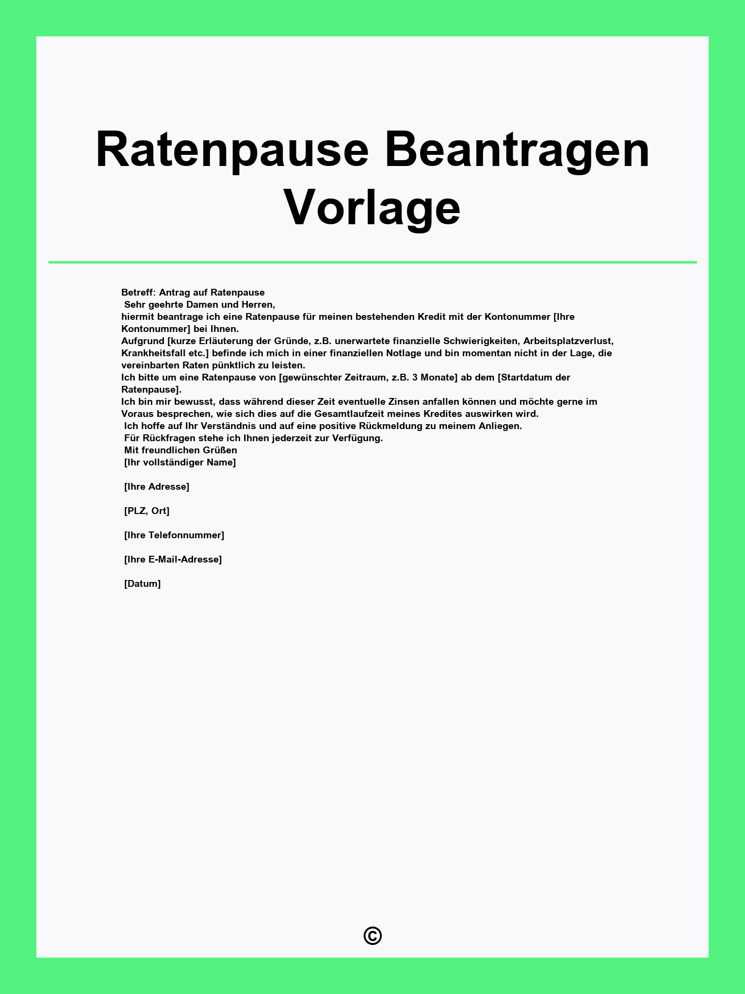 Ratenpause Beantragen Vorlage