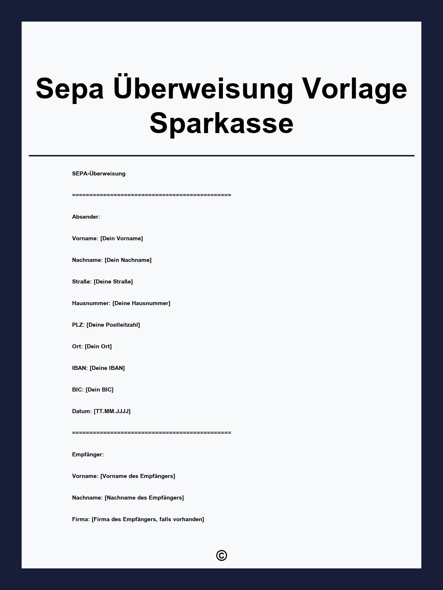 Sepa Überweisung Vorlage Sparkasse