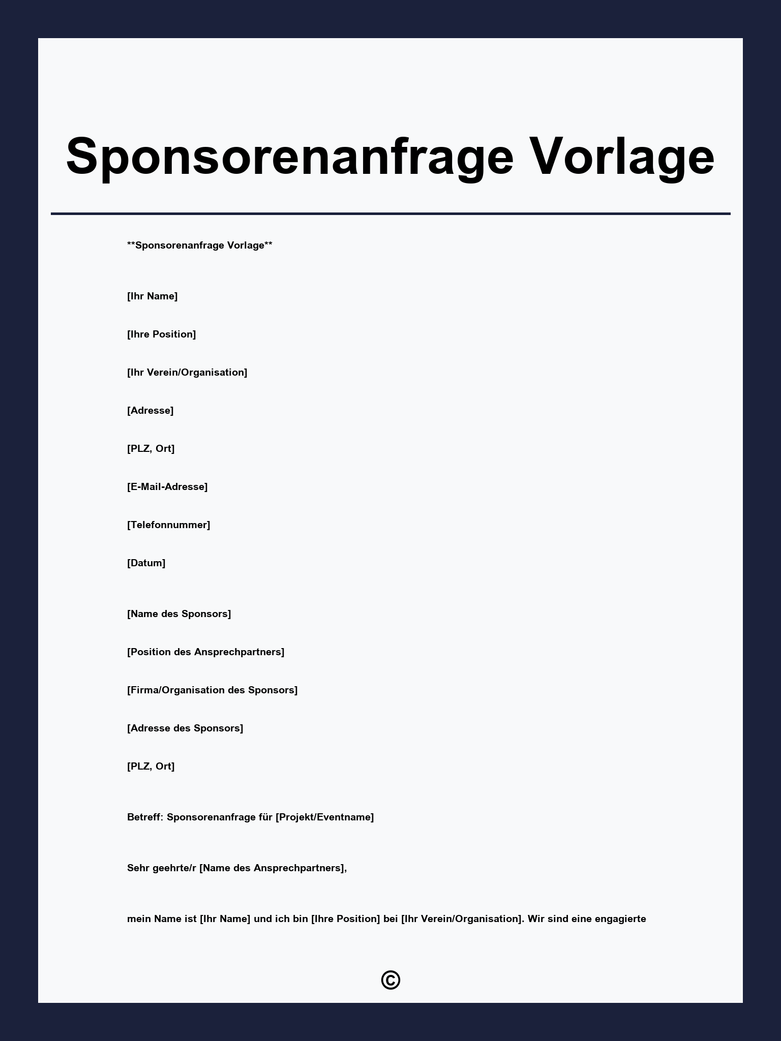 Sponsorenanfrage Vorlage