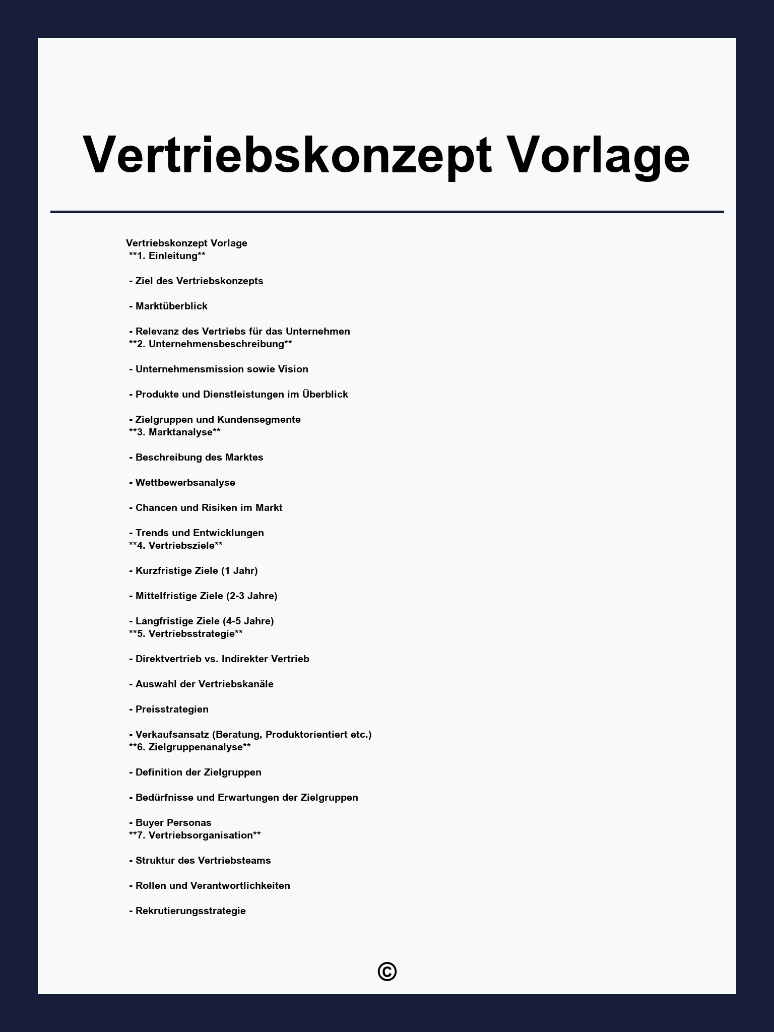 Vertriebskonzept Vorlage