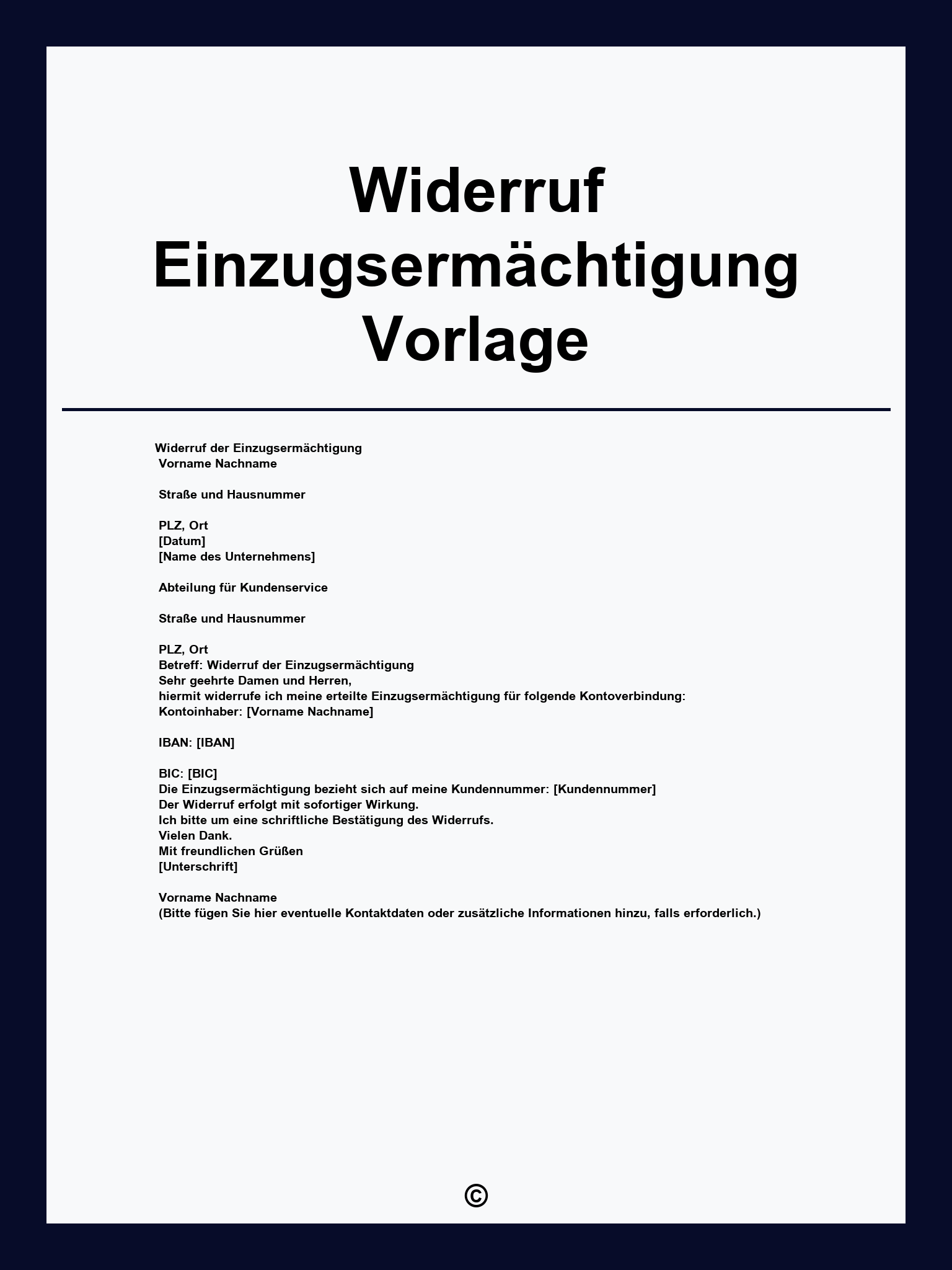 Widerruf Einzugsermächtigung Vorlage
