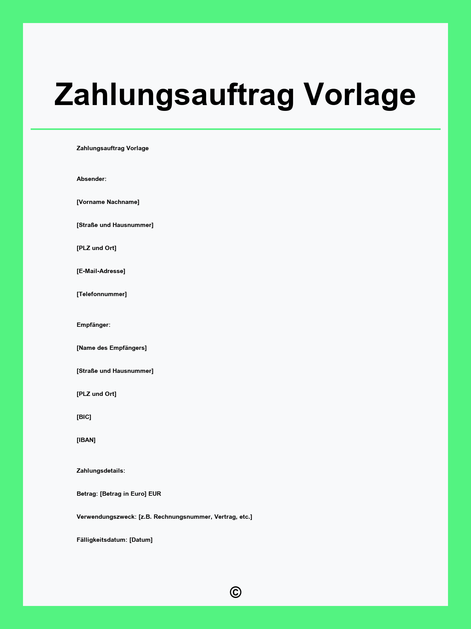 Zahlungsauftrag Vorlage